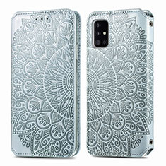 Funda de Cuero Cartera con Soporte Patron de Moda Carcasa S01D para Samsung Galaxy A71 5G Plata