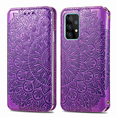 Funda de Cuero Cartera con Soporte Patron de Moda Carcasa S01D para Samsung Galaxy A72 5G Morado