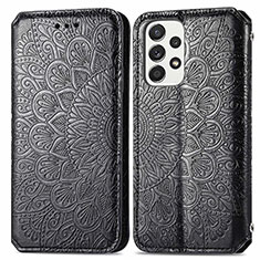 Funda de Cuero Cartera con Soporte Patron de Moda Carcasa S01D para Samsung Galaxy A73 5G Negro