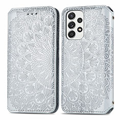 Funda de Cuero Cartera con Soporte Patron de Moda Carcasa S01D para Samsung Galaxy A73 5G Plata