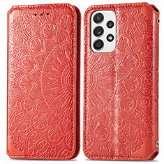 Funda de Cuero Cartera con Soporte Patron de Moda Carcasa S01D para Samsung Galaxy A73 5G Rojo