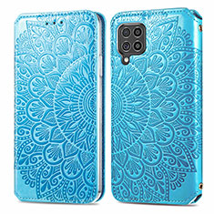 Funda de Cuero Cartera con Soporte Patron de Moda Carcasa S01D para Samsung Galaxy F62 5G Azul