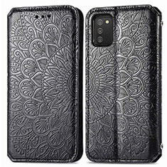 Funda de Cuero Cartera con Soporte Patron de Moda Carcasa S01D para Samsung Galaxy M02s Negro