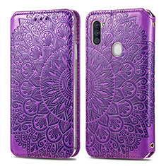 Funda de Cuero Cartera con Soporte Patron de Moda Carcasa S01D para Samsung Galaxy M11 Morado