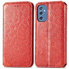 Funda de Cuero Cartera con Soporte Patron de Moda Carcasa S01D para Samsung Galaxy M52 5G Rojo