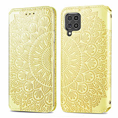 Funda de Cuero Cartera con Soporte Patron de Moda Carcasa S01D para Samsung Galaxy M62 4G Oro