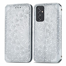 Funda de Cuero Cartera con Soporte Patron de Moda Carcasa S01D para Samsung Galaxy Quantum4 5G Plata