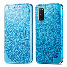 Funda de Cuero Cartera con Soporte Patron de Moda Carcasa S01D para Samsung Galaxy S20 5G Azul