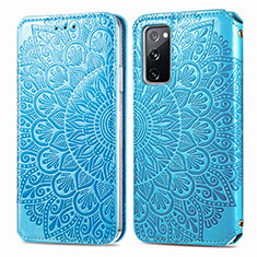 Funda de Cuero Cartera con Soporte Patron de Moda Carcasa S01D para Samsung Galaxy S20 FE 4G Azul