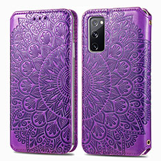 Funda de Cuero Cartera con Soporte Patron de Moda Carcasa S01D para Samsung Galaxy S20 FE 4G Morado