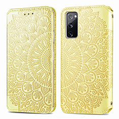 Funda de Cuero Cartera con Soporte Patron de Moda Carcasa S01D para Samsung Galaxy S20 FE 4G Oro