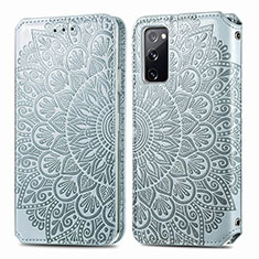 Funda de Cuero Cartera con Soporte Patron de Moda Carcasa S01D para Samsung Galaxy S20 FE 4G Plata