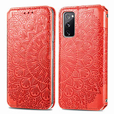 Funda de Cuero Cartera con Soporte Patron de Moda Carcasa S01D para Samsung Galaxy S20 FE 4G Rojo