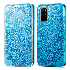 Funda de Cuero Cartera con Soporte Patron de Moda Carcasa S01D para Samsung Galaxy S20 Plus 5G Azul