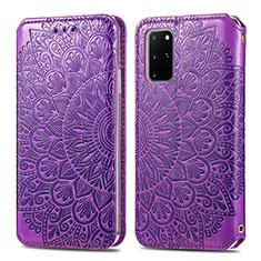 Funda de Cuero Cartera con Soporte Patron de Moda Carcasa S01D para Samsung Galaxy S20 Plus Morado