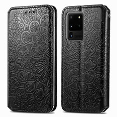 Funda de Cuero Cartera con Soporte Patron de Moda Carcasa S01D para Samsung Galaxy S20 Ultra 5G Negro