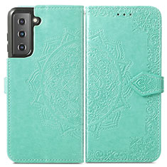 Funda de Cuero Cartera con Soporte Patron de Moda Carcasa S01D para Samsung Galaxy S21 FE 5G Verde