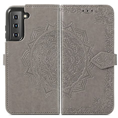 Funda de Cuero Cartera con Soporte Patron de Moda Carcasa S01D para Samsung Galaxy S22 Plus 5G Gris