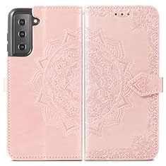 Funda de Cuero Cartera con Soporte Patron de Moda Carcasa S01D para Samsung Galaxy S22 Plus 5G Rosa