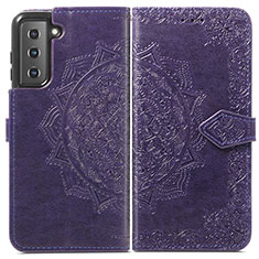 Funda de Cuero Cartera con Soporte Patron de Moda Carcasa S01D para Samsung Galaxy S23 Plus 5G Morado