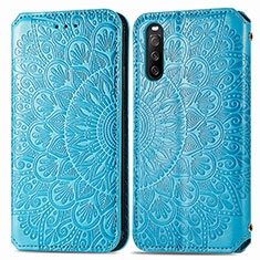 Funda de Cuero Cartera con Soporte Patron de Moda Carcasa S01D para Sony Xperia 10 III Lite Azul