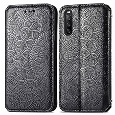 Funda de Cuero Cartera con Soporte Patron de Moda Carcasa S01D para Sony Xperia 10 III Lite Negro