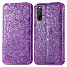 Funda de Cuero Cartera con Soporte Patron de Moda Carcasa S01D para Sony Xperia 10 III SO-52B Morado