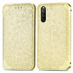 Funda de Cuero Cartera con Soporte Patron de Moda Carcasa S01D para Sony Xperia 10 III SO-52B Oro