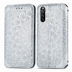 Funda de Cuero Cartera con Soporte Patron de Moda Carcasa S01D para Sony Xperia 10 III SO-52B Plata