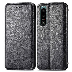 Funda de Cuero Cartera con Soporte Patron de Moda Carcasa S01D para Sony Xperia 5 III Negro