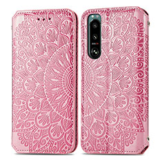 Funda de Cuero Cartera con Soporte Patron de Moda Carcasa S01D para Sony Xperia 5 III SO-53B Oro Rosa