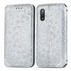 Funda de Cuero Cartera con Soporte Patron de Moda Carcasa S01D para Sony Xperia Ace II SO-41B Plata