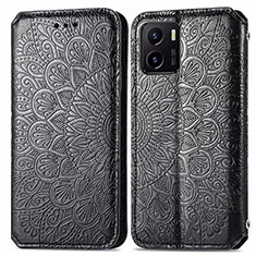 Funda de Cuero Cartera con Soporte Patron de Moda Carcasa S01D para Vivo iQOO U5x Negro