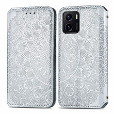 Funda de Cuero Cartera con Soporte Patron de Moda Carcasa S01D para Vivo iQOO U5x Plata