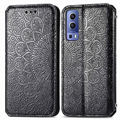 Funda de Cuero Cartera con Soporte Patron de Moda Carcasa S01D para Vivo iQOO Z3 5G Negro