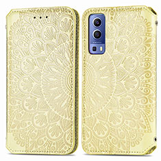 Funda de Cuero Cartera con Soporte Patron de Moda Carcasa S01D para Vivo iQOO Z3 5G Oro