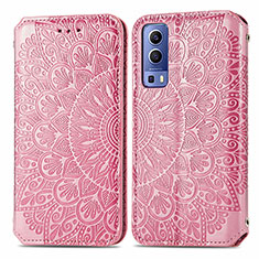 Funda de Cuero Cartera con Soporte Patron de Moda Carcasa S01D para Vivo iQOO Z3 5G Oro Rosa