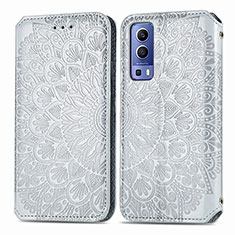 Funda de Cuero Cartera con Soporte Patron de Moda Carcasa S01D para Vivo iQOO Z3 5G Plata