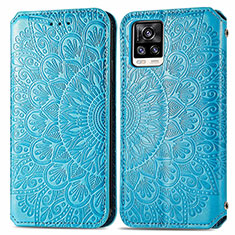 Funda de Cuero Cartera con Soporte Patron de Moda Carcasa S01D para Vivo V20 (2021) Azul