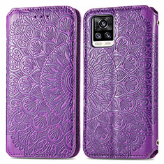 Funda de Cuero Cartera con Soporte Patron de Moda Carcasa S01D para Vivo V20 (2021) Morado