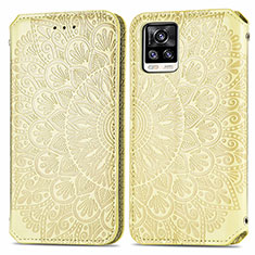 Funda de Cuero Cartera con Soporte Patron de Moda Carcasa S01D para Vivo V20 (2021) Oro