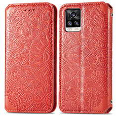 Funda de Cuero Cartera con Soporte Patron de Moda Carcasa S01D para Vivo V20 (2021) Rojo