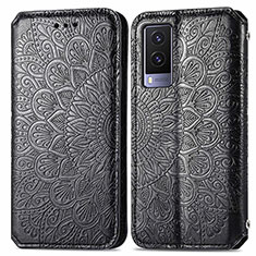 Funda de Cuero Cartera con Soporte Patron de Moda Carcasa S01D para Vivo V21e 5G Negro