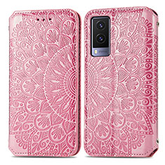 Funda de Cuero Cartera con Soporte Patron de Moda Carcasa S01D para Vivo V21e 5G Oro Rosa