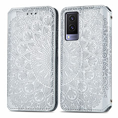 Funda de Cuero Cartera con Soporte Patron de Moda Carcasa S01D para Vivo V21e 5G Plata