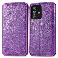 Funda de Cuero Cartera con Soporte Patron de Moda Carcasa S01D para Vivo V23 5G Morado