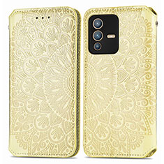 Funda de Cuero Cartera con Soporte Patron de Moda Carcasa S01D para Vivo V23 5G Oro