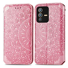 Funda de Cuero Cartera con Soporte Patron de Moda Carcasa S01D para Vivo V23 5G Oro Rosa