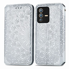 Funda de Cuero Cartera con Soporte Patron de Moda Carcasa S01D para Vivo V23 5G Plata