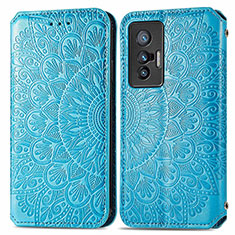 Funda de Cuero Cartera con Soporte Patron de Moda Carcasa S01D para Vivo X70 5G Azul